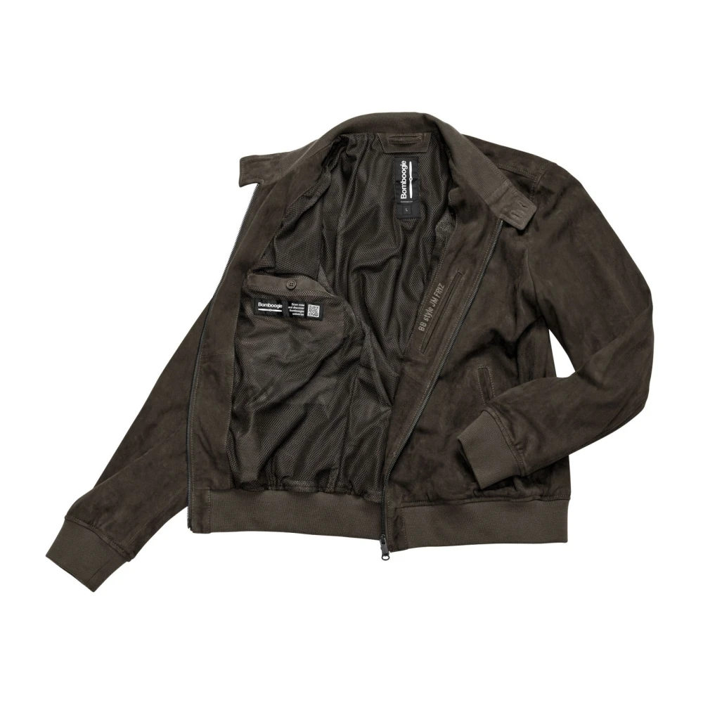 BomBoogie Suède Leren Bomberjack Beige Heren