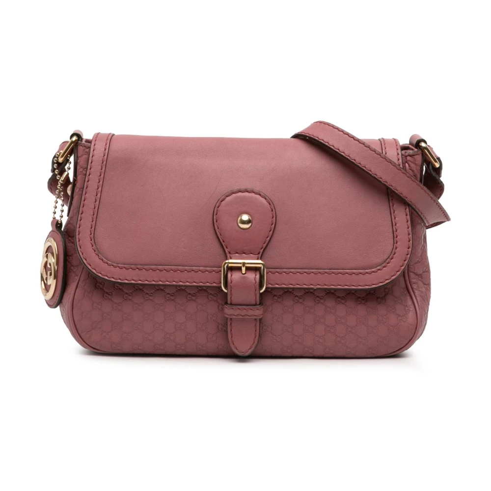 Gucci Vintage Women's Pink Pre-Owned Vintage Monogram Leather Crossbody Bag