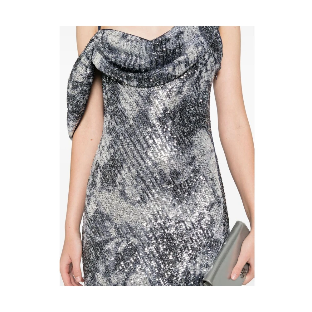 Diane Von Furstenberg Blauwe Pailletten Mesh Maxi Jurk Multicolor Dames