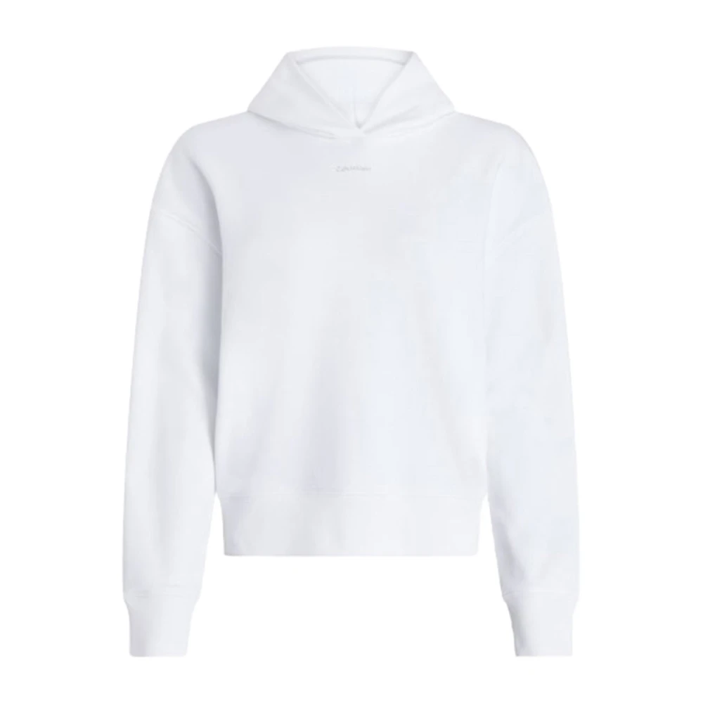 Calvin Klein Relaxed Fit Hoodie met Geribde Manchetten White Dames