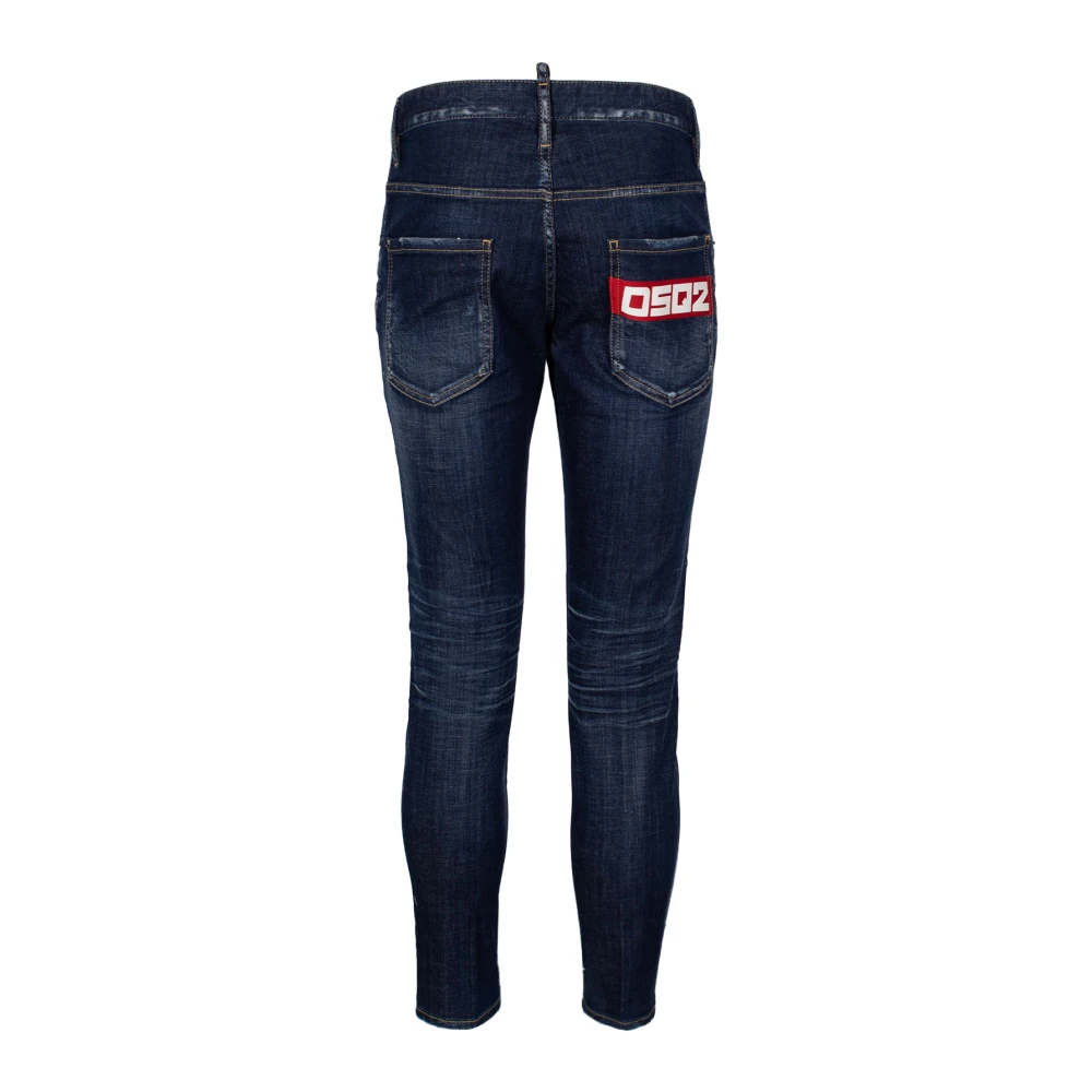 Dsquared2 Logo-Appliqué Slim-Fit Jeans Blue Heren