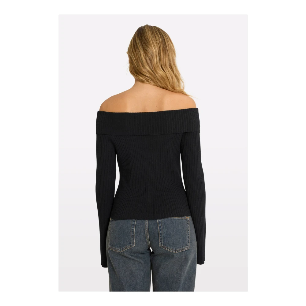Envii Off-Shoulders Gebreide Top Zwart Black Dames