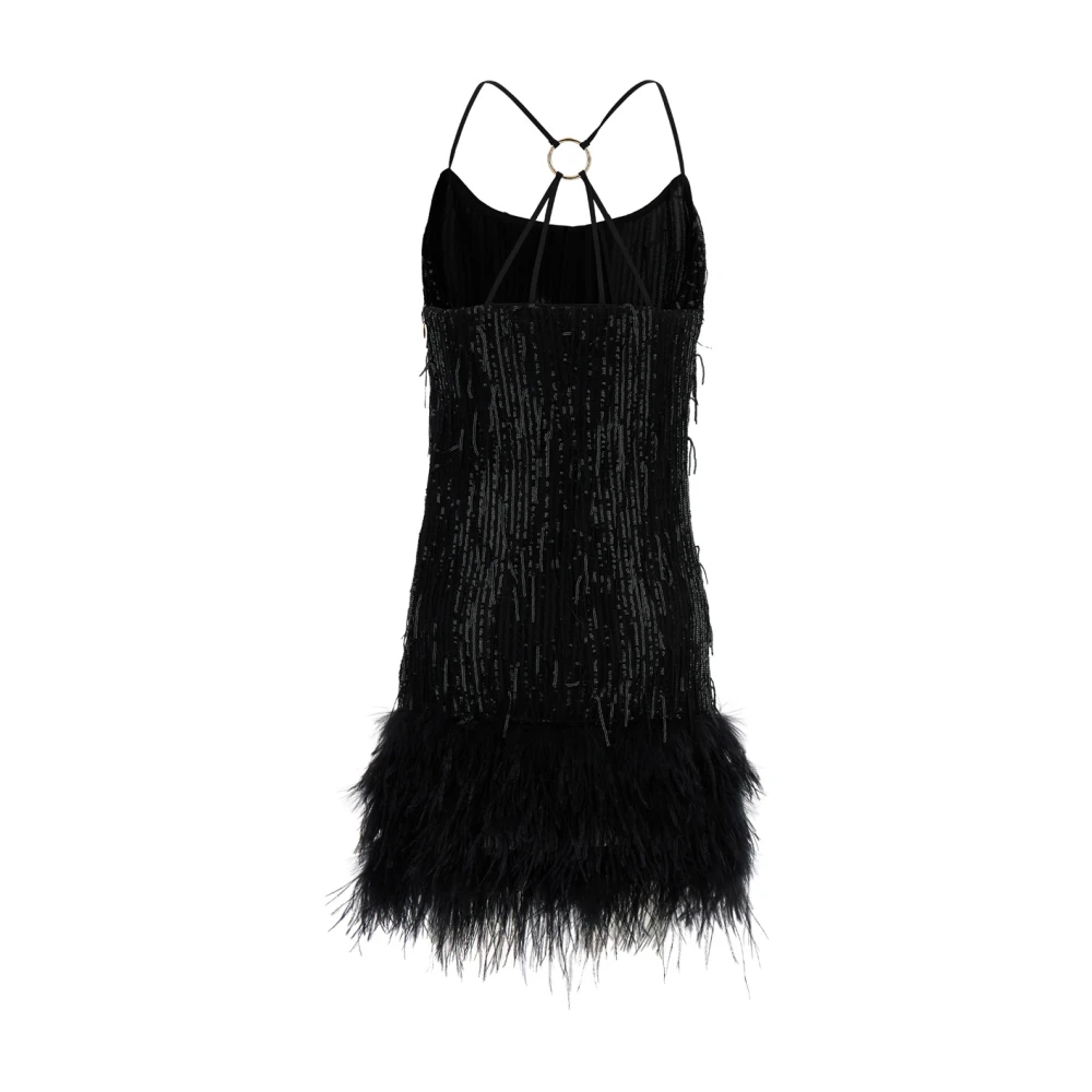 Liu Jo Zwarte jurken met pailletten en veren Black Dames