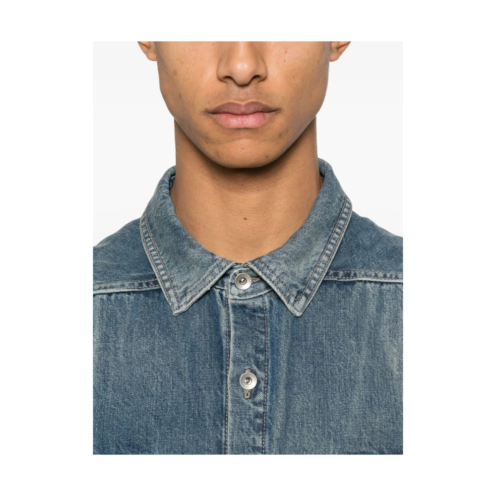 Rick Owens Donkere Schaduw Buitenkleding met Banddetail Blue Heren