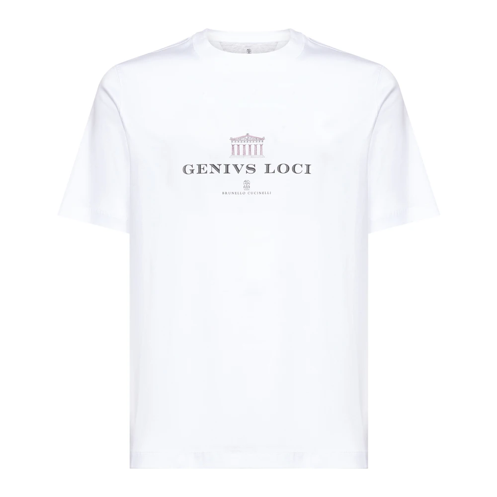 Brunello Cucinelli White T-Shirts, Male, 2XL, T-Shirt With Print