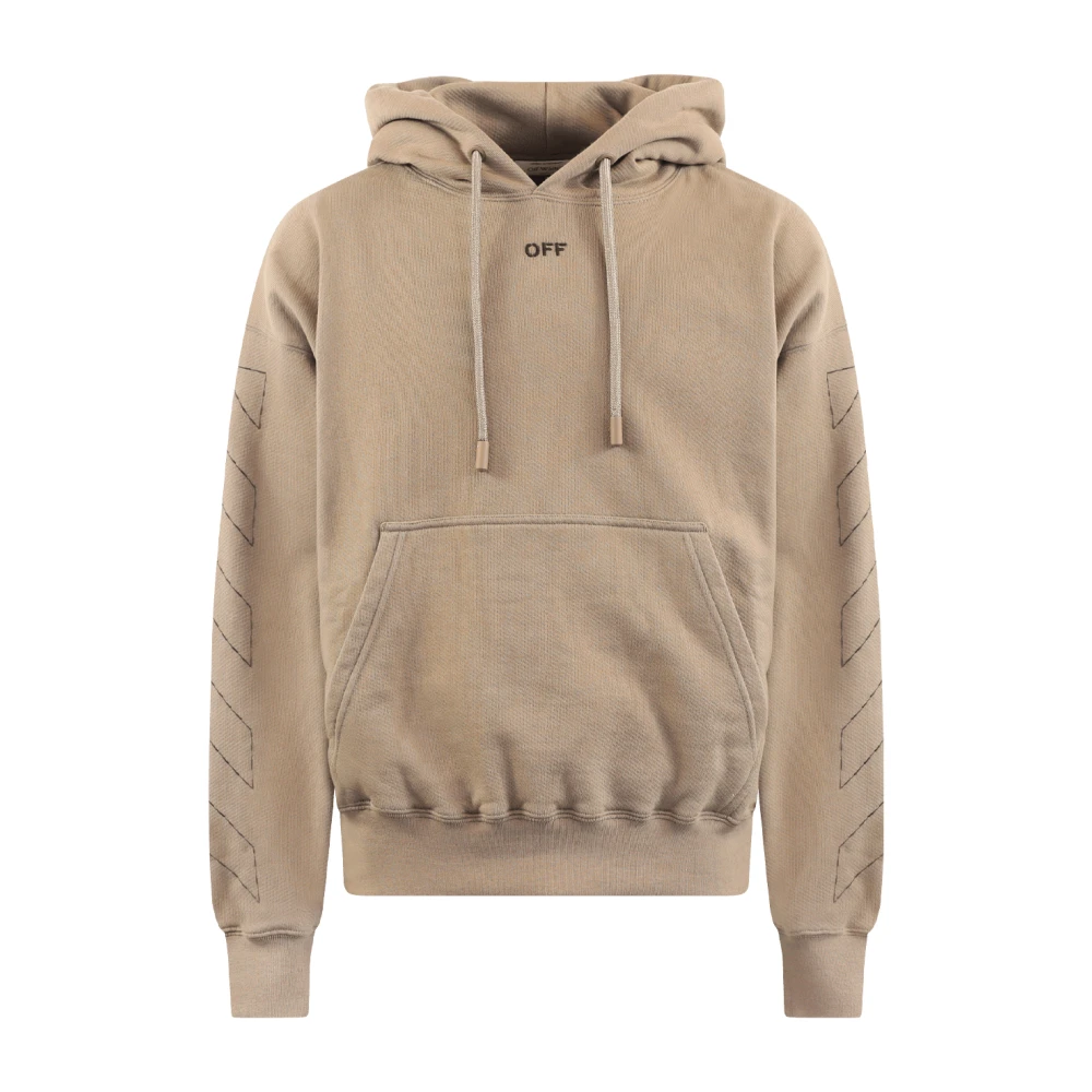 Off White Men's Beige Stitch Skate Hoodie