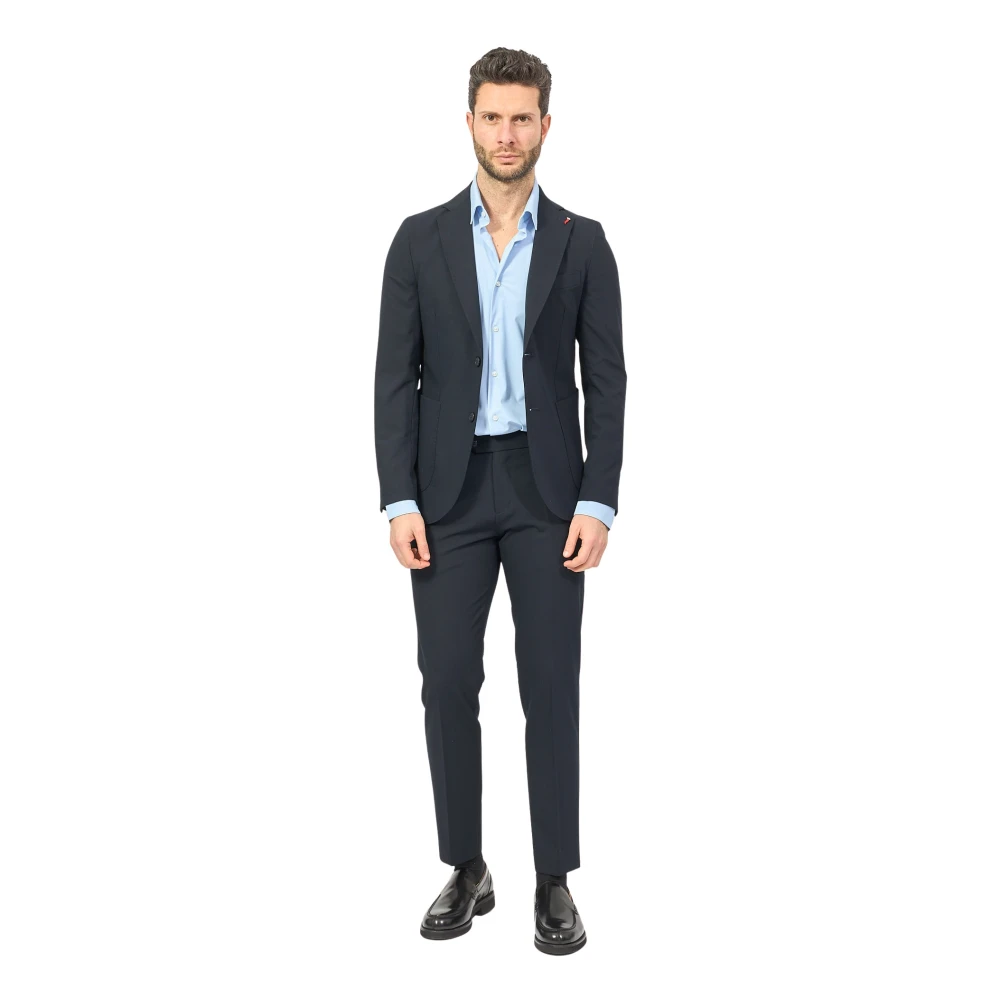 Mulish Blauwe Jurk Slim Fit Klassieke Stijl Blue Heren