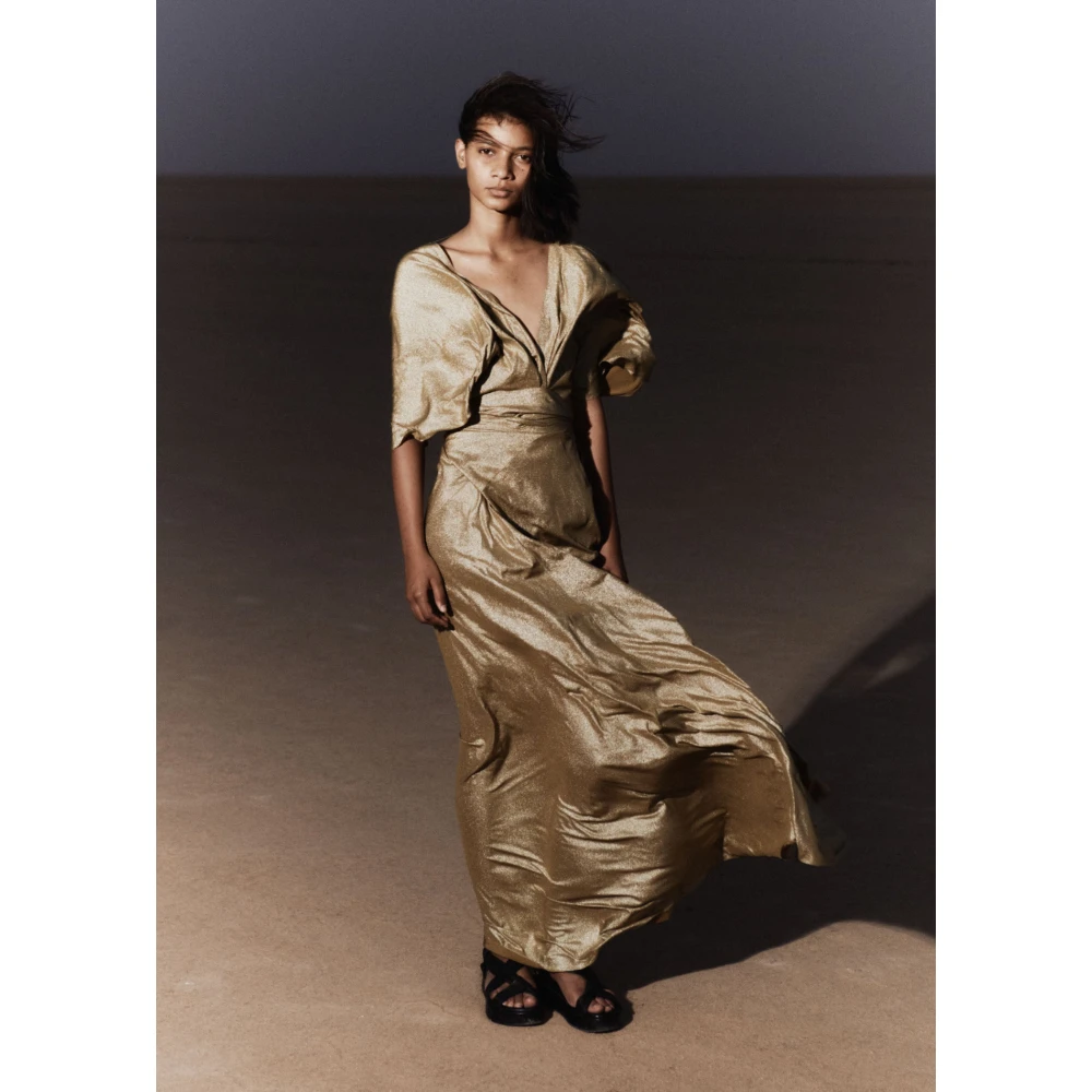 Cortana Martina Zijden Metallic Gouden Jurk Yellow Dames