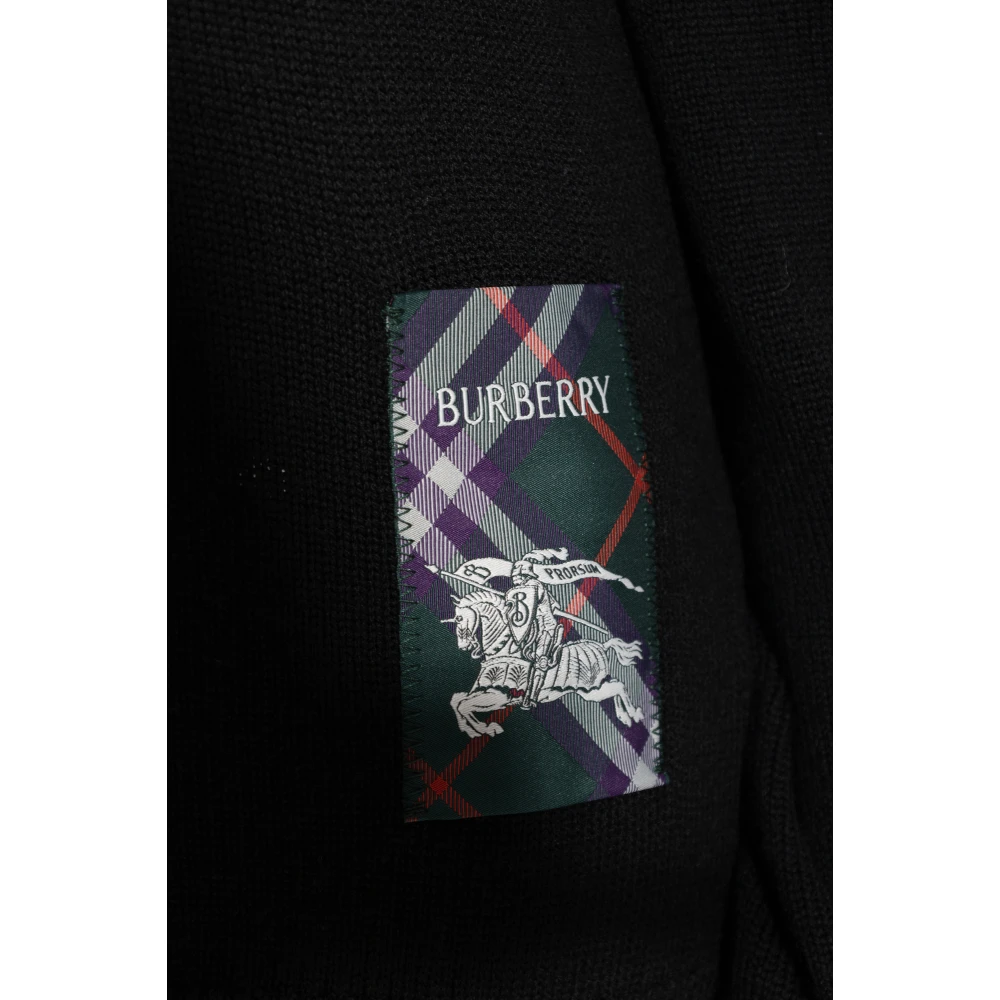 Burberry Wollen trui met logopatch Black Dames