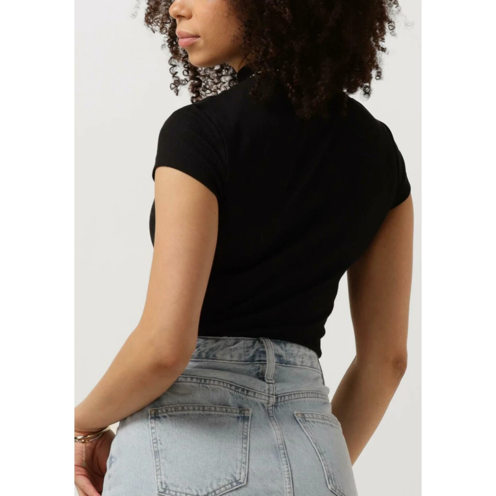 Calvin Klein Rib Slim Tee Stijlvolle Top Black Dames