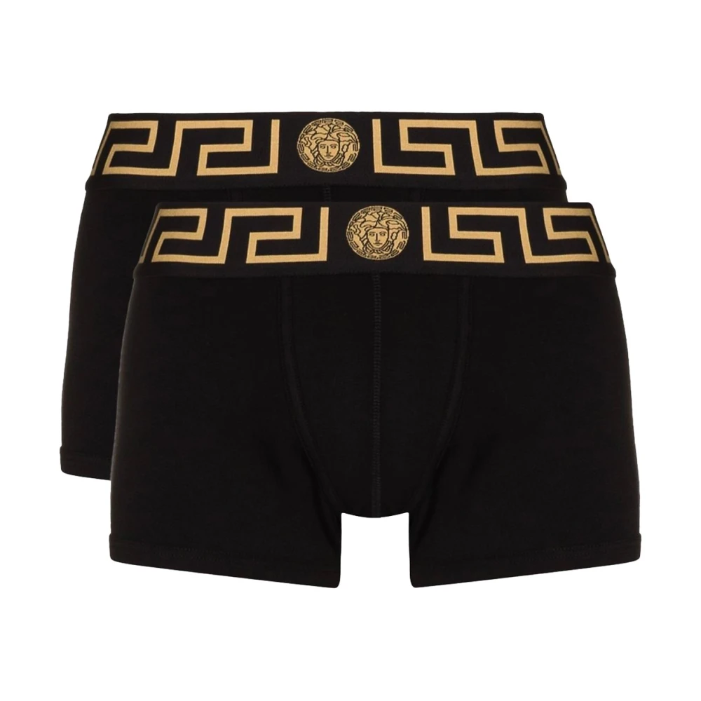 Versace Twee-pack boxershorts met logo Black Heren