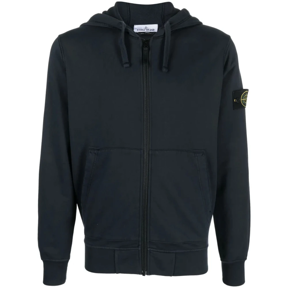 Stone Island Blue Zip-Throughs, Male, S, Zip-Through Hoodie Jumper