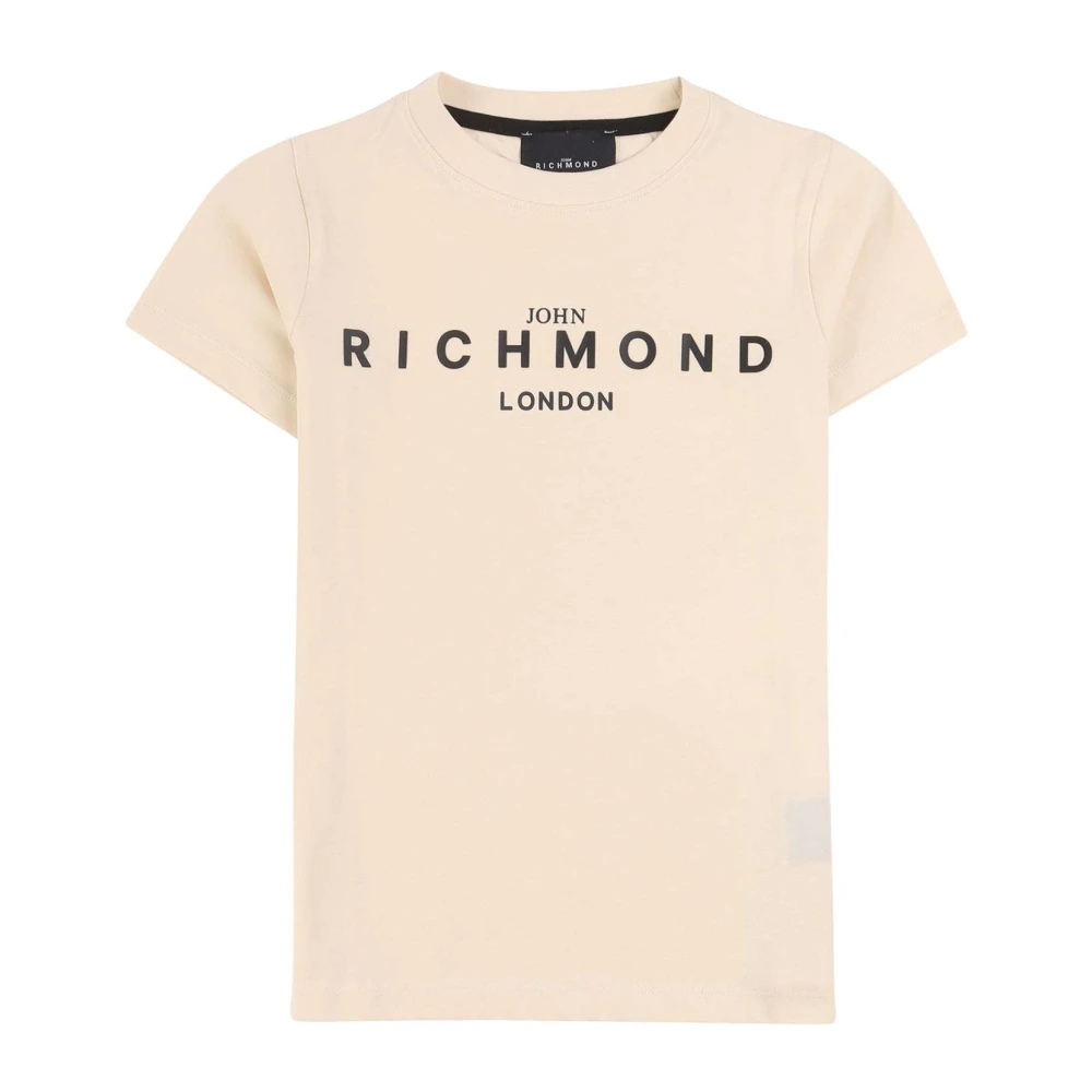 John Richmond Logo Front Rund Hals T-shirt Beige, Unisex