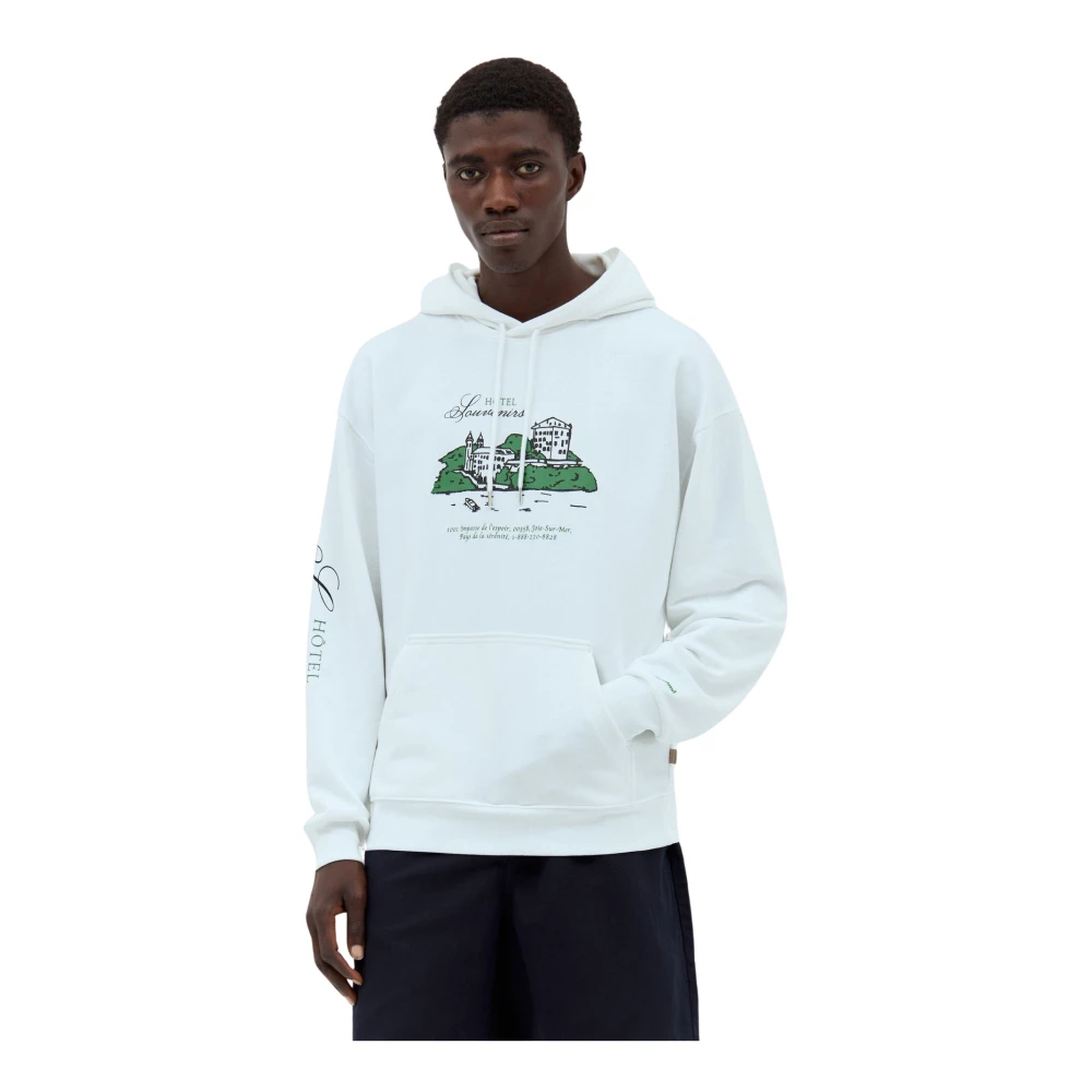 A.p.c. Men's White Logo Print Hooded Sweatshirt