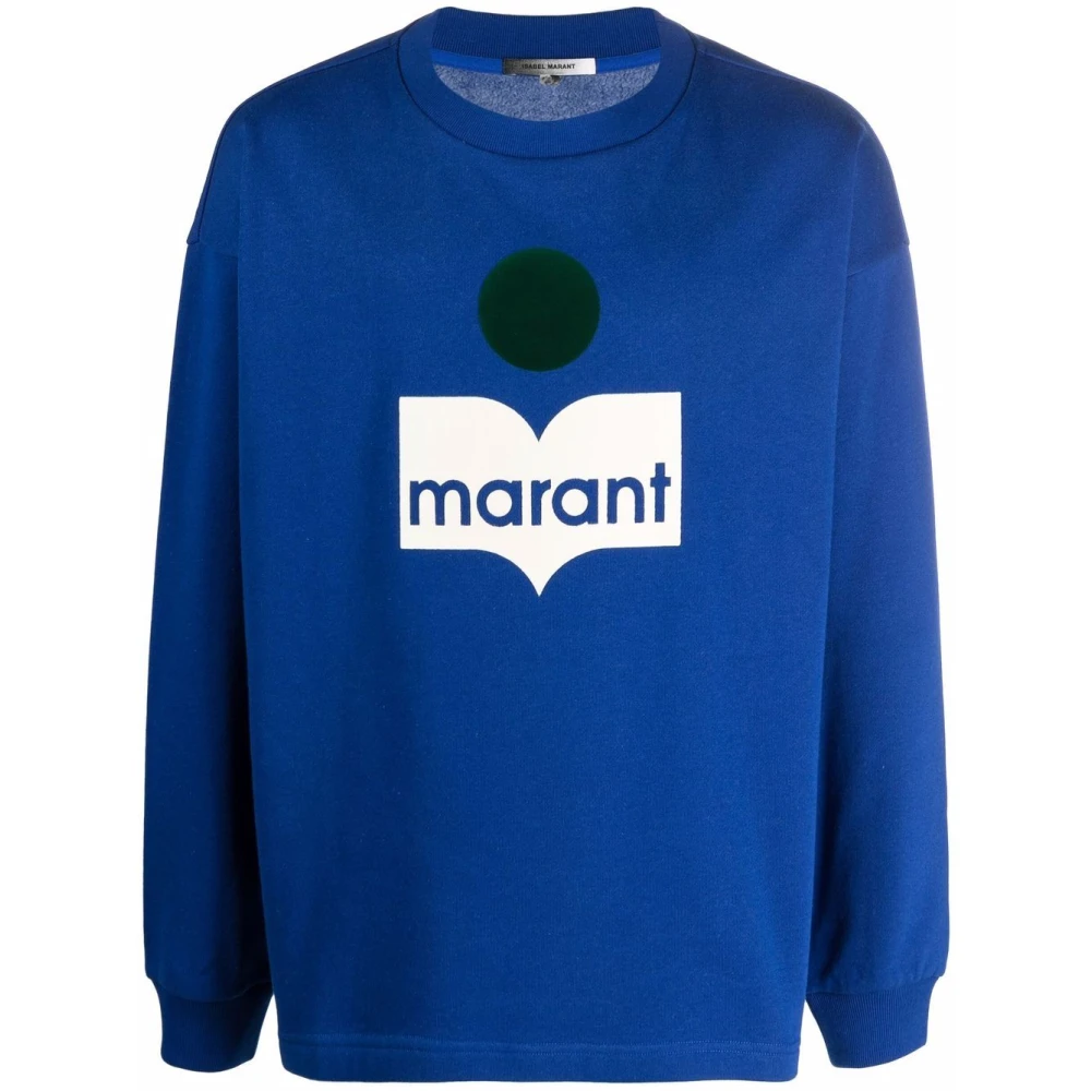 Isabel marant Blauw Logo Print Jersey Shirt Blue Heren