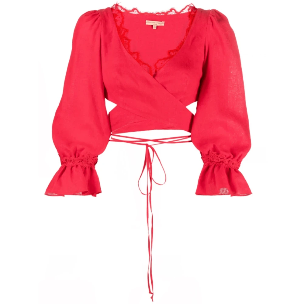 Ermanno Scervino Röd Spetsdetaljerad Wrap Top Red, Dam