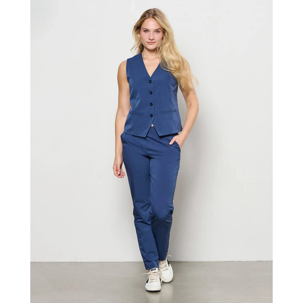 &Co Woman Gewatteerde Vest met Capuchon Blue Dames