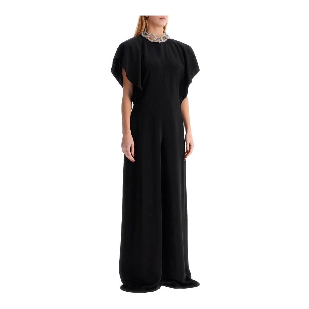 Stella Mccartney Kristal Ketting Jumpsuit met Vlinder Mouwen Black Dames