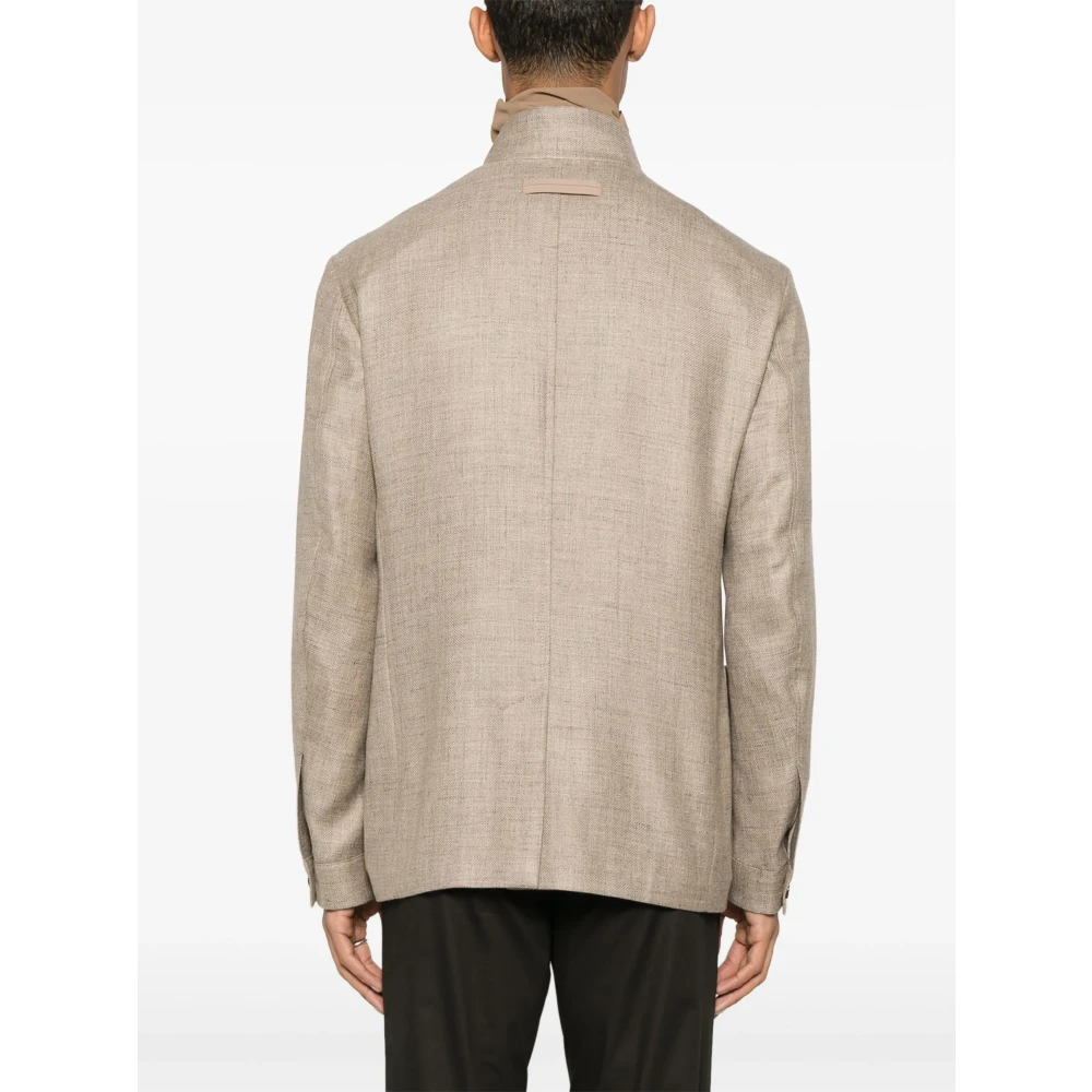 Ermenegildo Zegna Luxe Cashmere Zijde Linnen Jas Beige Heren