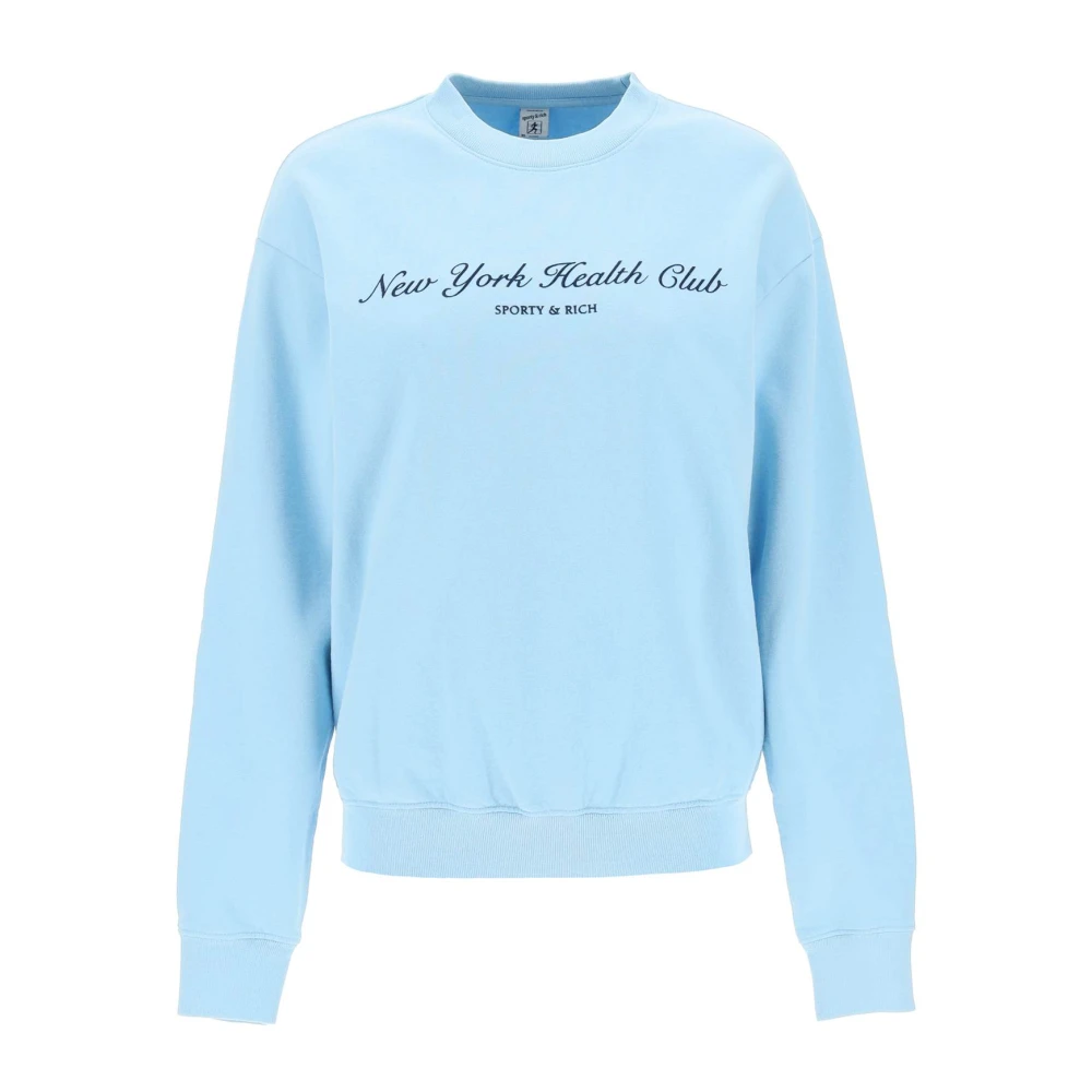 Sporty & Rich Flocked Sweatshirt met Sportief Design Blue Dames