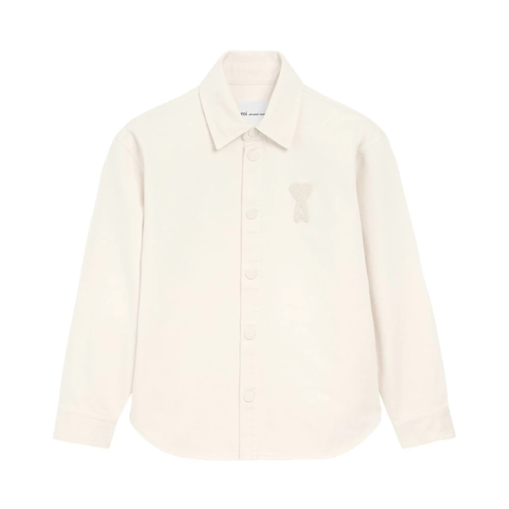 Ami Paris Men's White De Coeur Patch Overshirt
