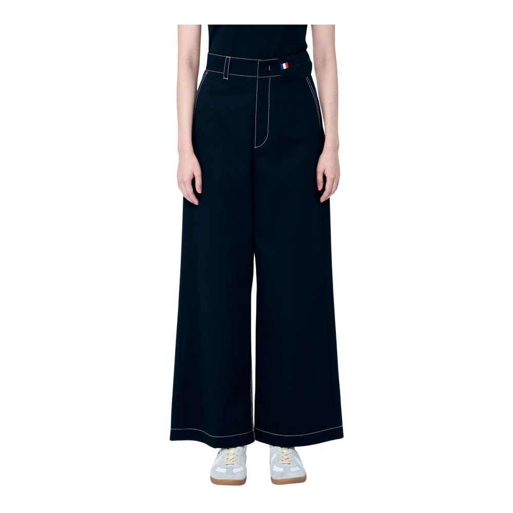 Moncler Hoge taille wijde pijpen broek met contraststiksels Black Dames