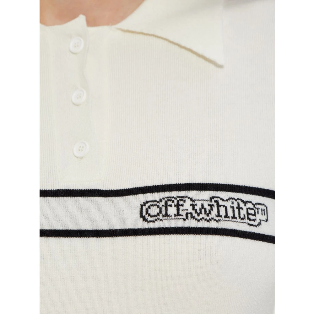 Off White Geborduurd Logo Witte Jurk White Dames