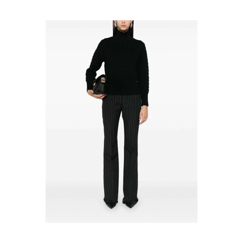Herno Zwarte Wollen Gebreide Mock Neck Sweater Black Dames