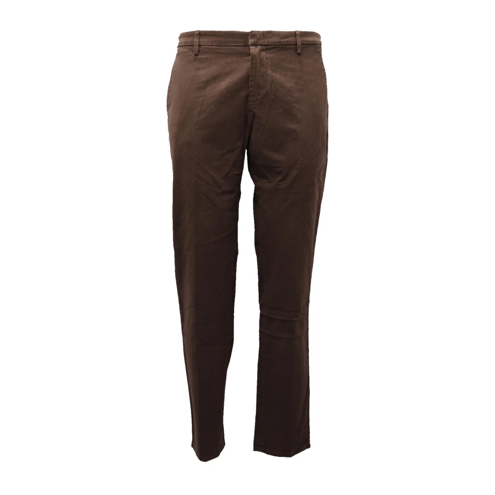 Dondup Men's Brown Patterned Cotton Trouser Gaubert Model