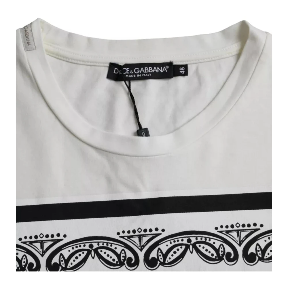 Dolce & Gabbana Bandana Print T-shirt Wit Katoen Black Heren
