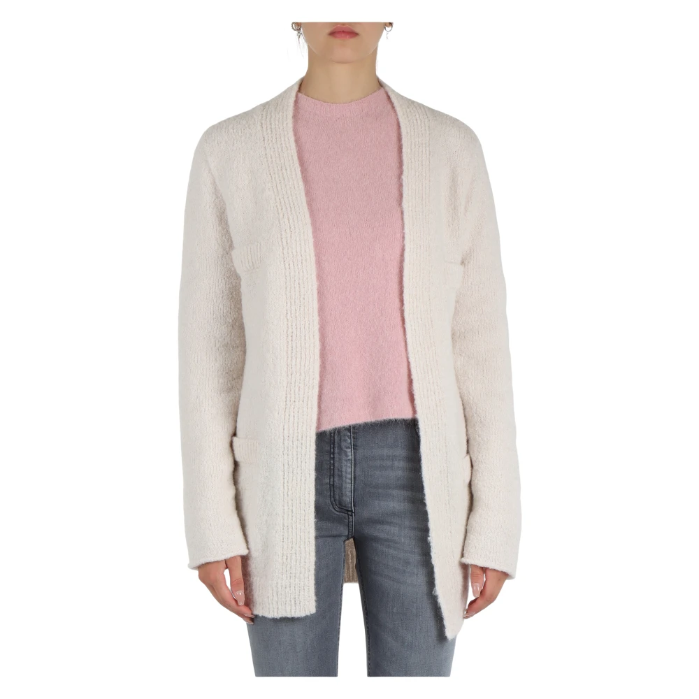 Marella Monochrome Cardigan in wol en alpaca White Dames