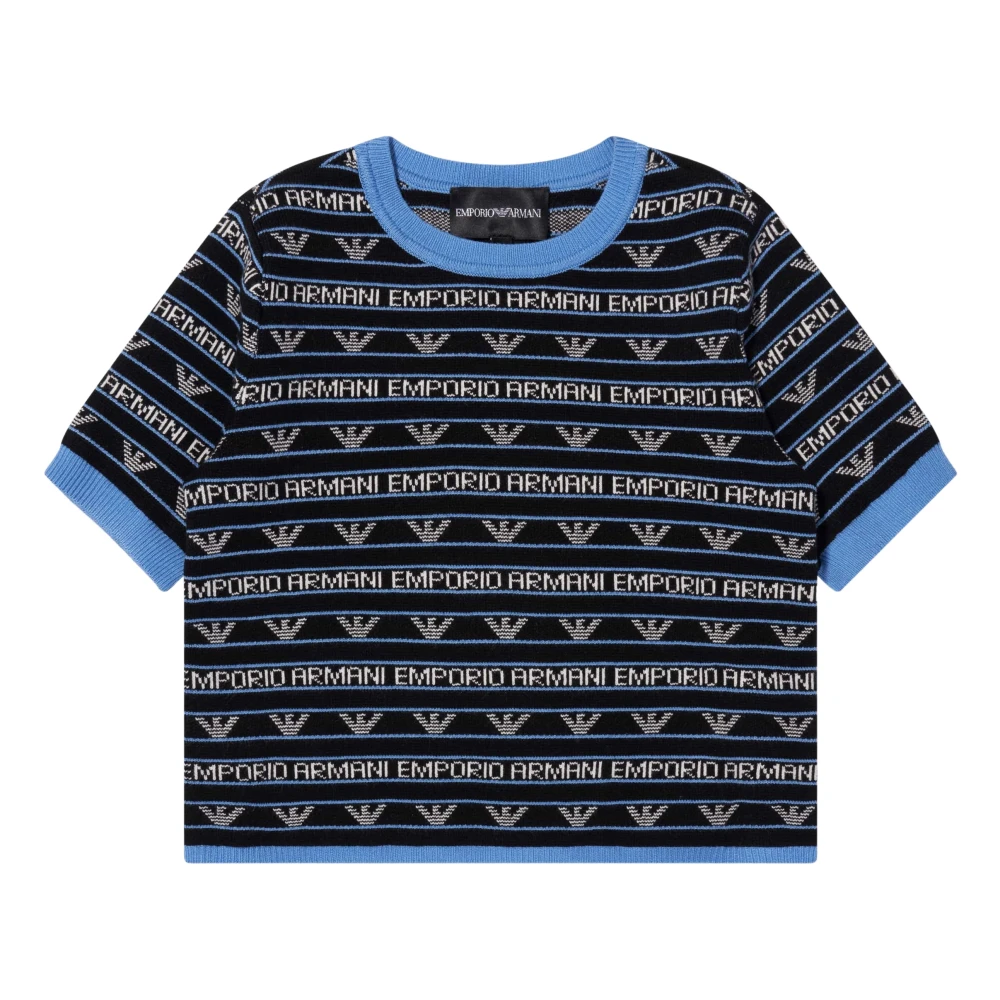 Emporio Armani Girls Blue Short Sleeve Logo Jumper Size 5 Y