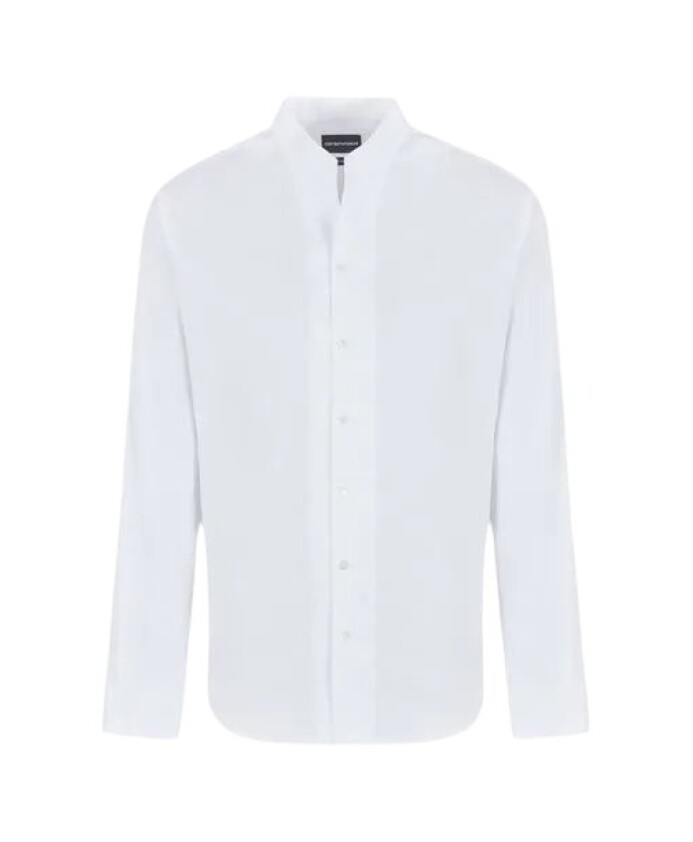 white-korean-collar-long-sleeve-shirt