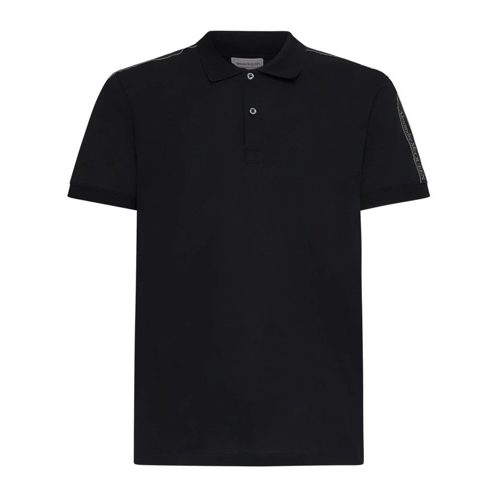 Alexander McQueen Svart Polo med Logo-Tape Black, Herr