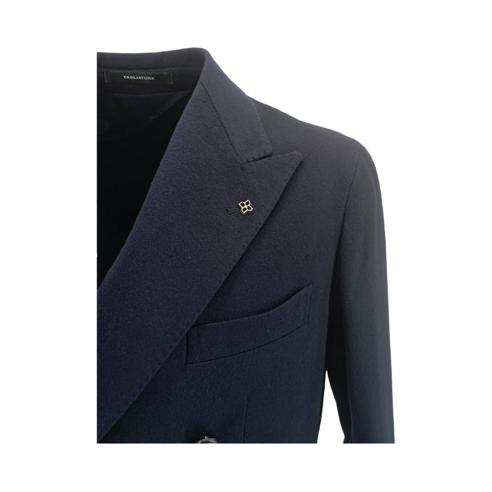 Tagliatore Klassieke Wol Blend Blazer Jas Blue Heren