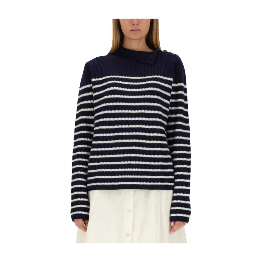 Aspesi Gestreept Patroon Wollen Trui Blue Dames