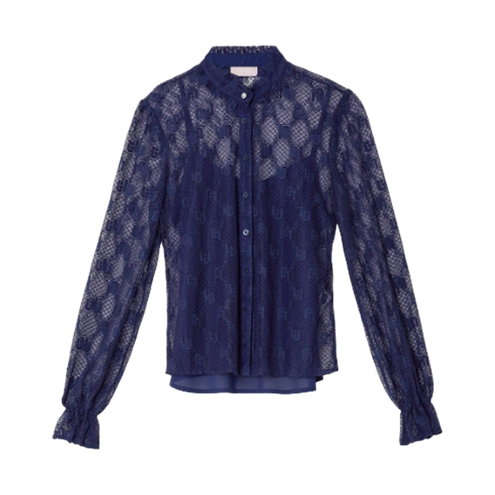 Liu Jo Kanten blouse met knoopsluiting Blue Dames