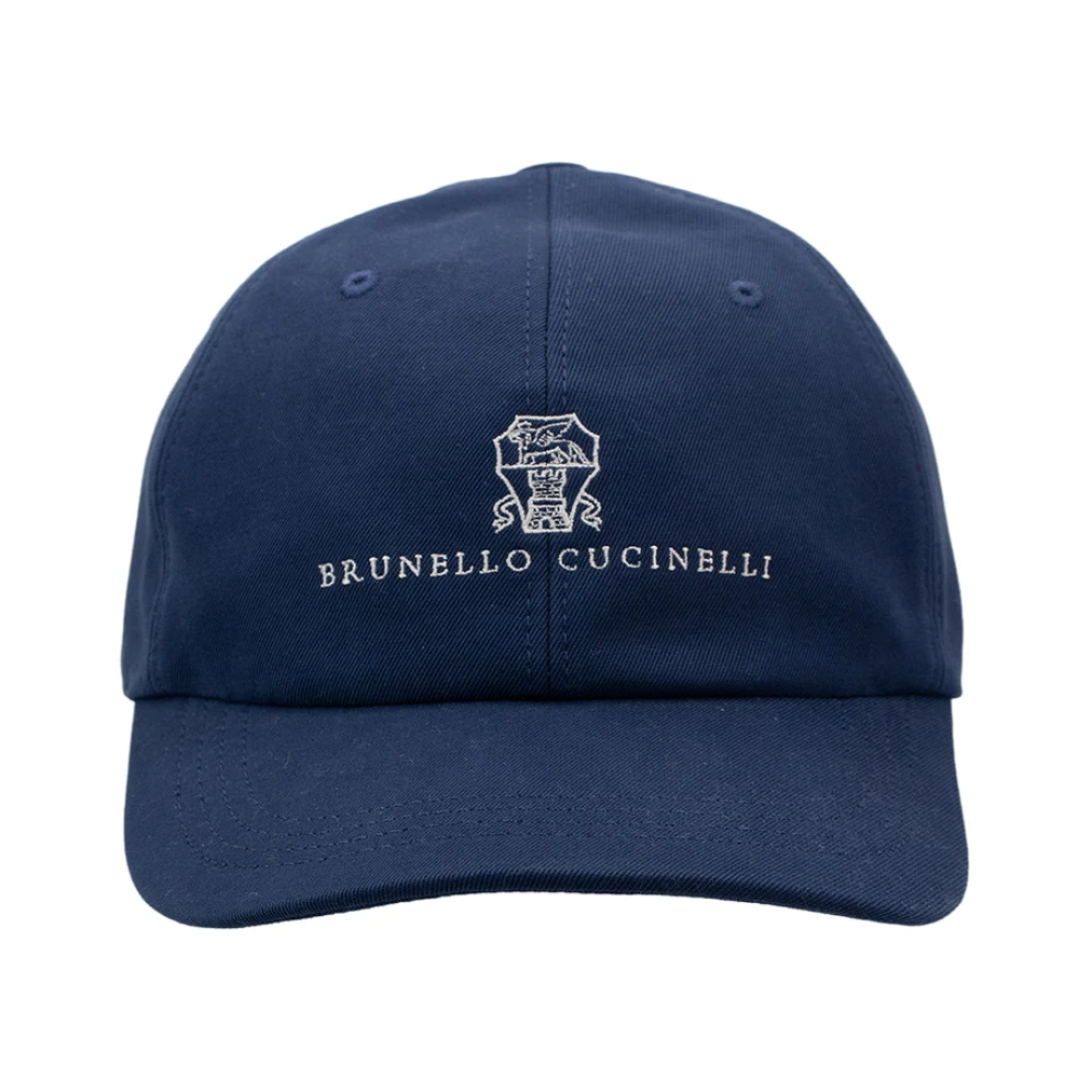 Brunello Cucinelli Men's Blue Logo Cotton Baseball Cap