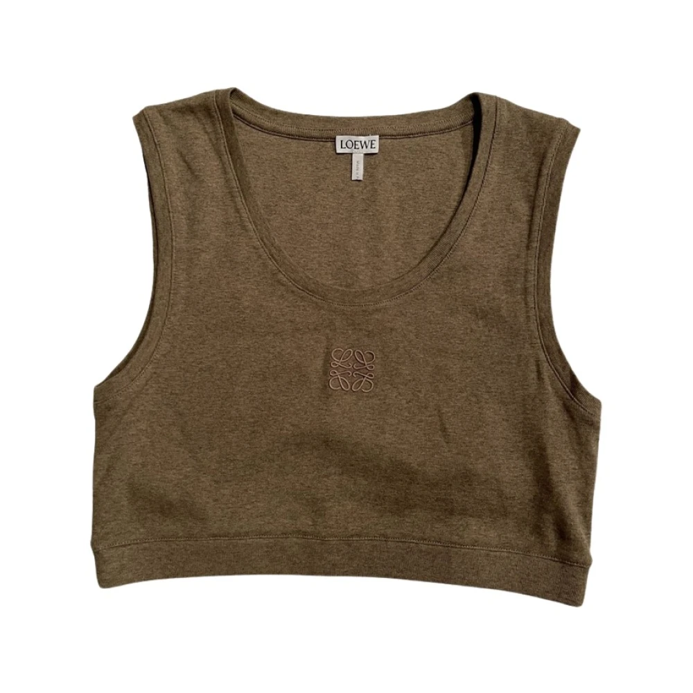 Loewe Anagram Katoenen T-Shirt Nieuw Met Doos Brown Dames