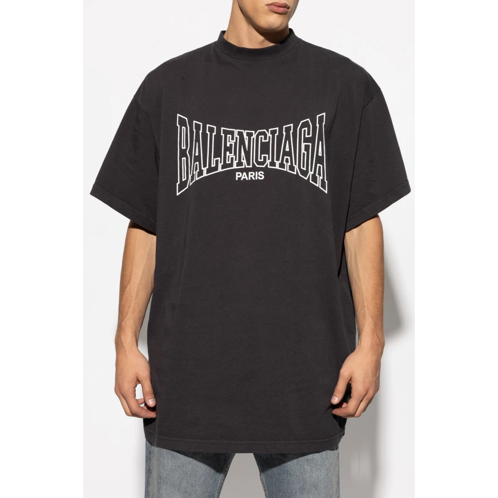 Balenciaga T-shirt met Gedrukt Logo Black Heren
