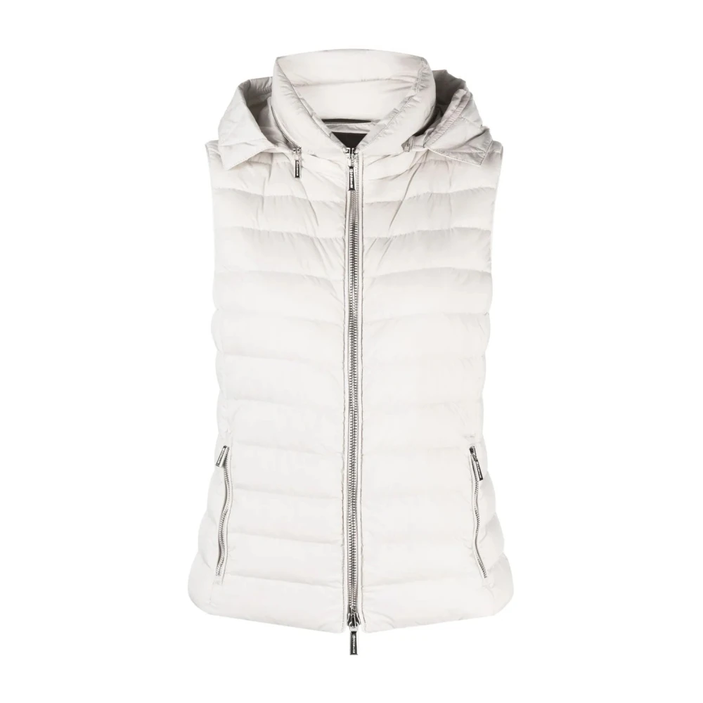 Moorer Women's Gray Beige Puffed Vest - Waistcoats - 3XS - Jackets