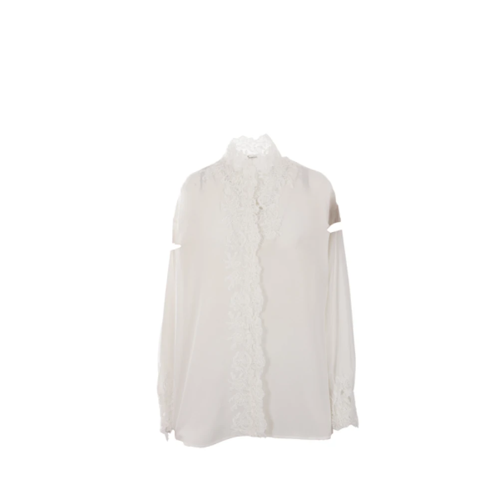 Ermanno Scervino Witte Zijden Blouse met Kantborduurwerk White Dames