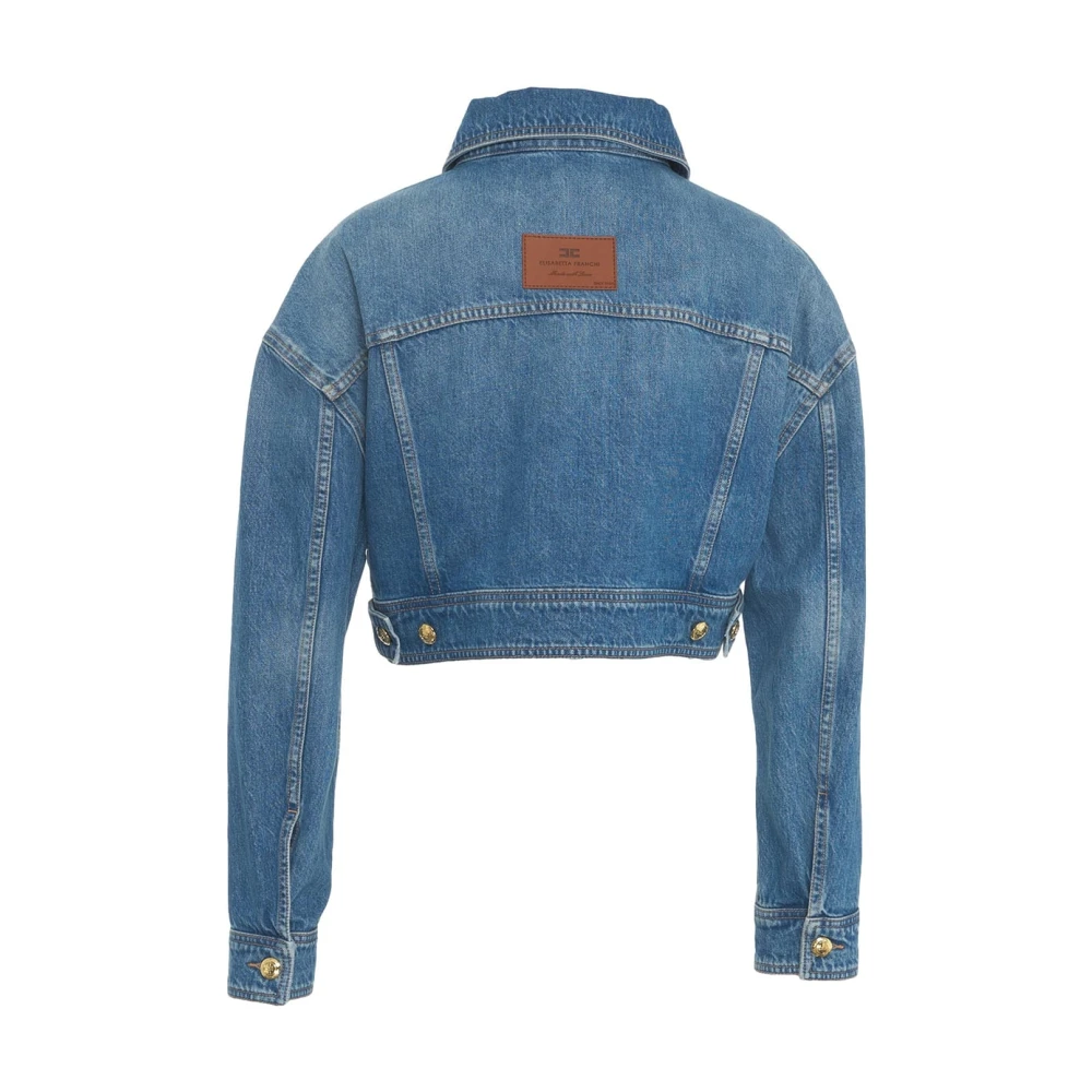 Elisabetta Franchi Stijlvolle Korte Denimjas Blauw Blue Dames