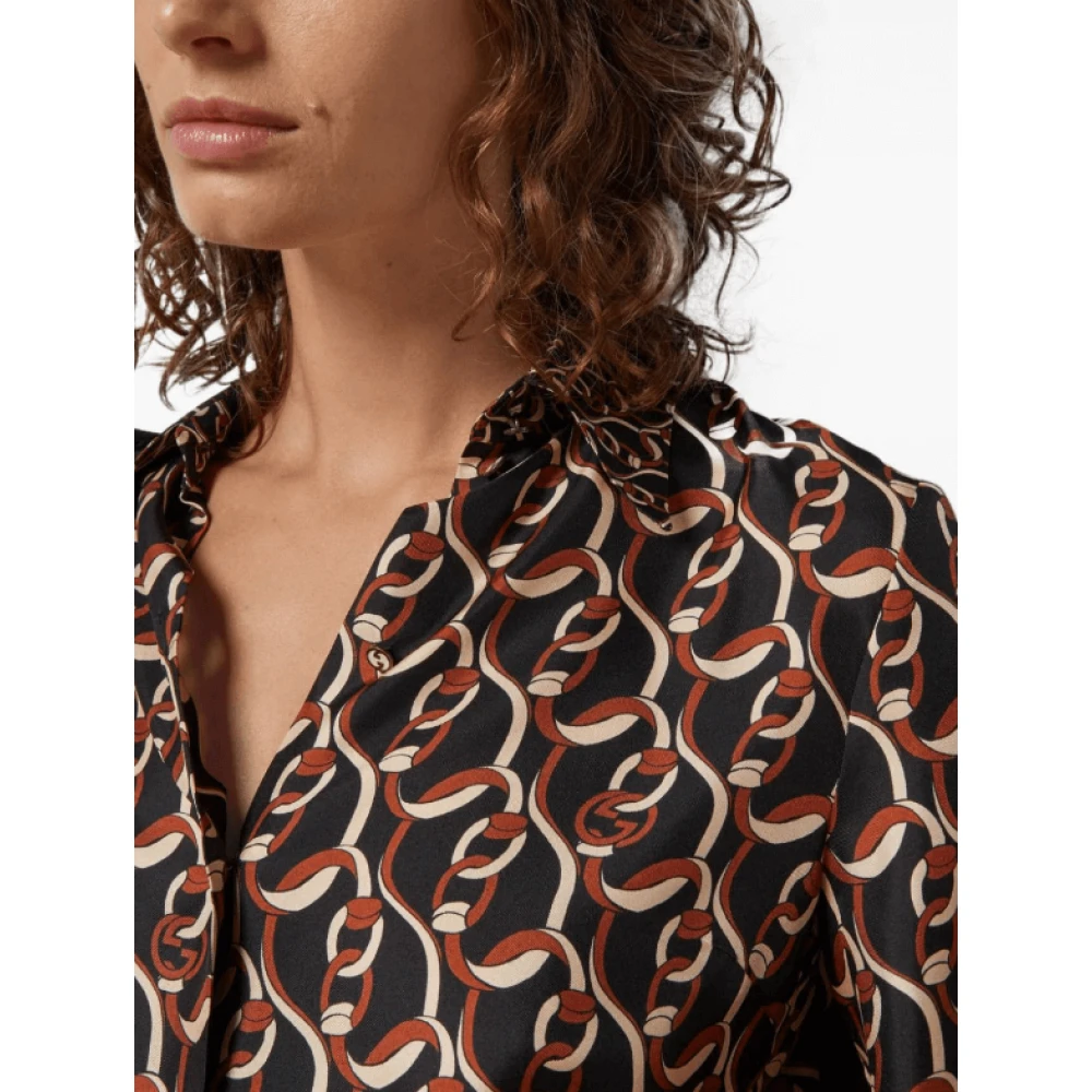 Gucci Zijden shirt met kettingprint Multicolor Dames