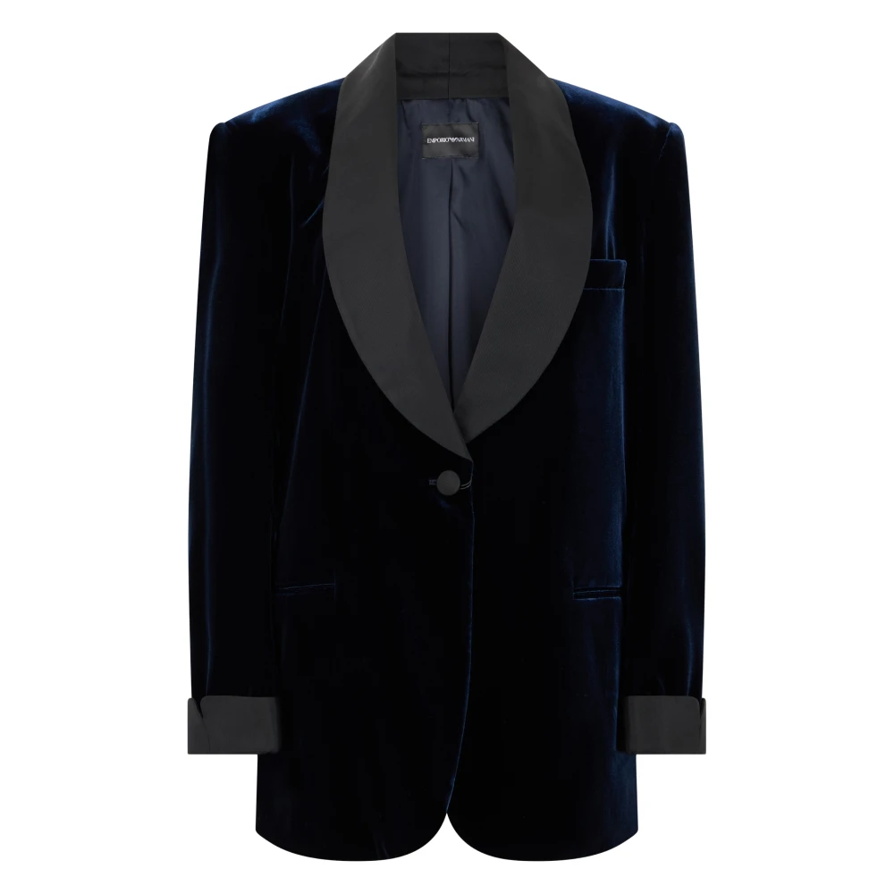 Emporio Armani Velvet Blazer - Female - Blazers - Blue - S - Jackets