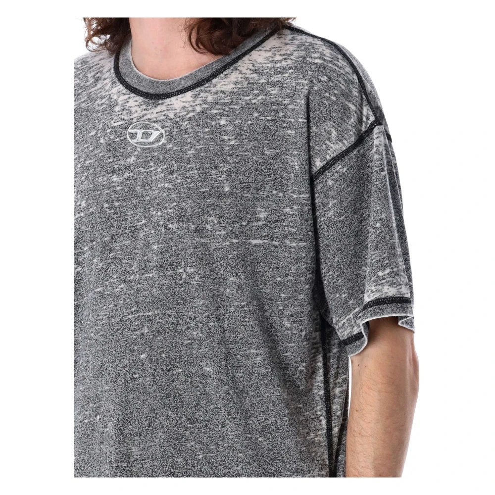 Diesel Grijze Crewneck T-shirt met Contrasterende Stiksels Gray Heren