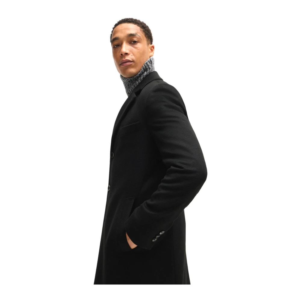 Hugo Boss Heren Wol Kasjmier Slim Fit Jas Black Heren