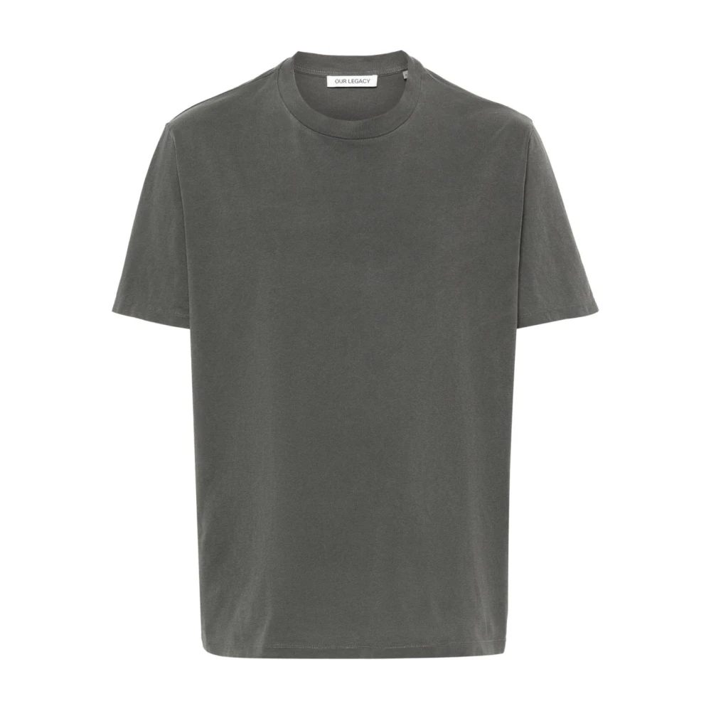 Our Legacy Men's Gray T-Shirts, M, Grey Cotton Jersey Crew Neck T-Shirt