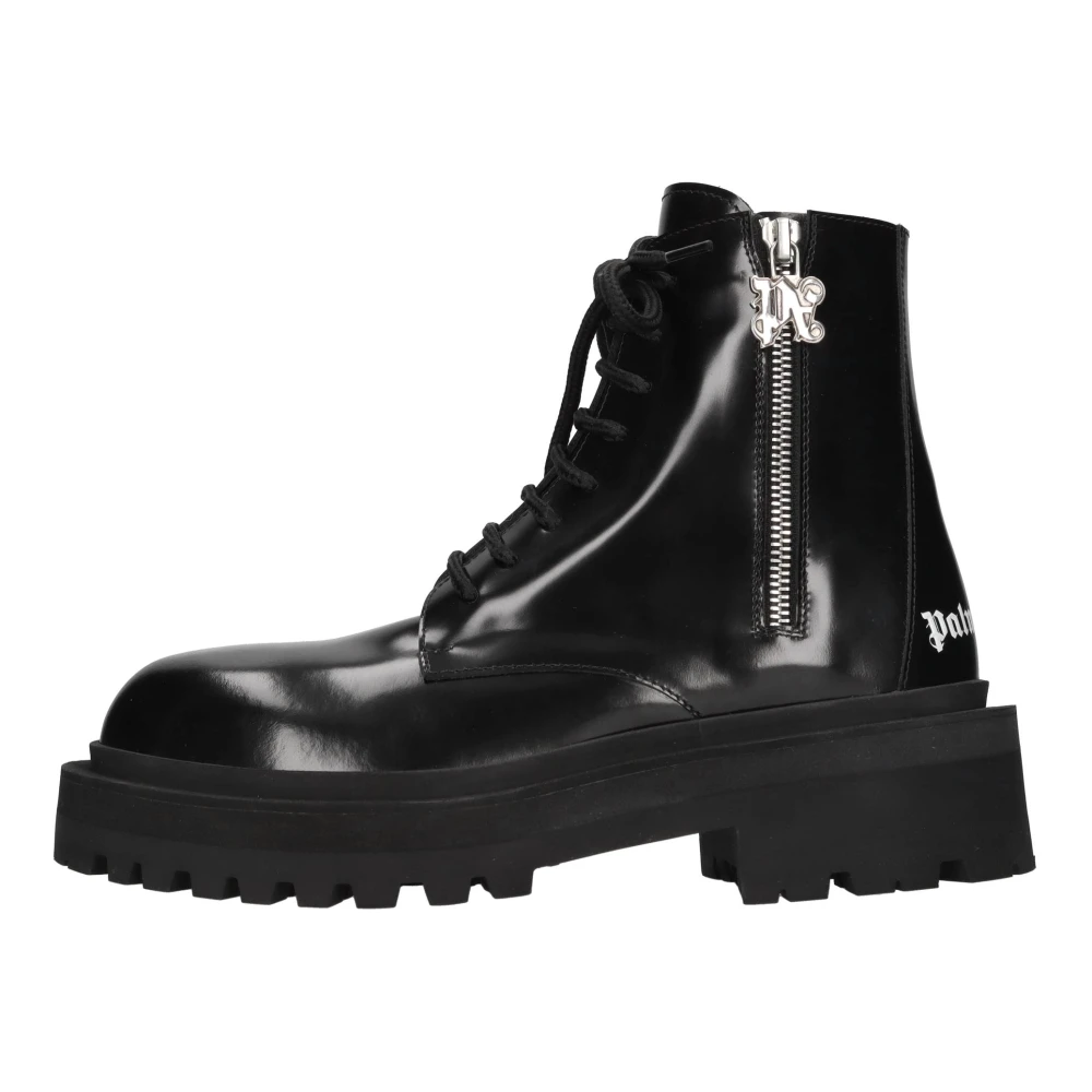 Palm Angels Vrouw Zwart Schoenen Dames, 36 Eu, Leer, Lederen Veterschoenen
