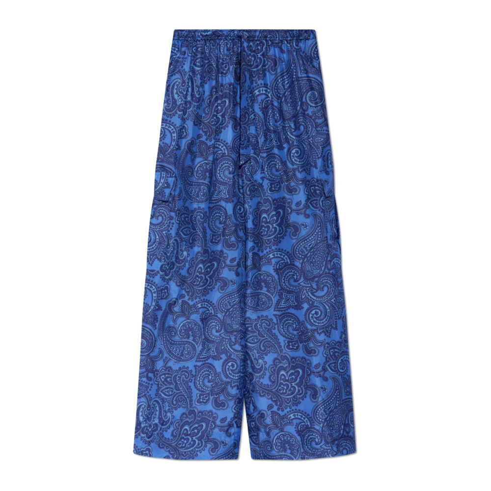 Zimmermann Blauwe Paisley Print Relaxte Wijde Broek Blue Dames